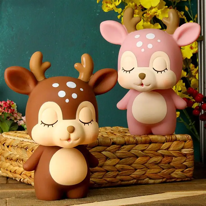 

1pc Deer Piggy Bank Cartoon Cute Creative Coin Bank Money Box Piggy Bank Adorable Gift Saving Pot