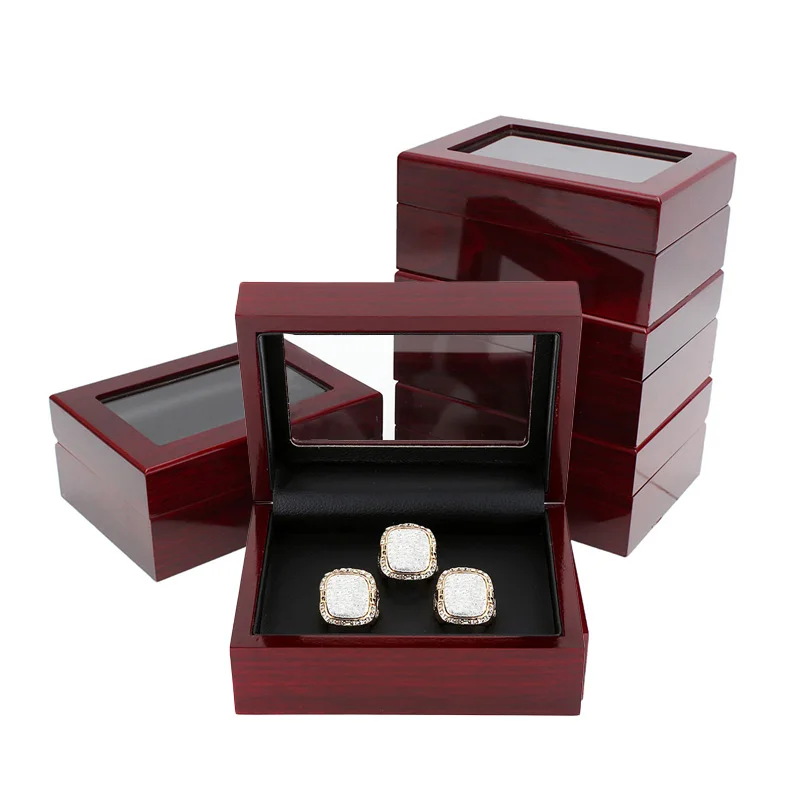 3/4/5/6 Holes Luxury Storage Boxes For Championship Ring Jewelry Wooden