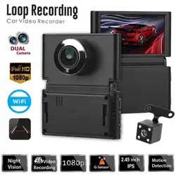 Мини Автомобильный dvr камера 2,45 дюймов Wifi двойной объектив Full HD 1080p Dashcam видео регистратор g-сенсор ночного видения видеорегистратор DVRs