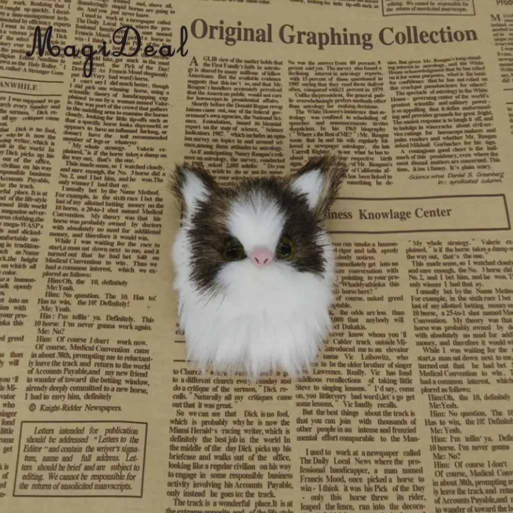 MagiDeal маленькая милая модель кошки, животное плюшевая брошь-кукла, креативный DIY аксессуар для мобильного телефона, детская игрушка