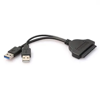 

USB 3.0 to Sata 22pin Data Enhanced Power Cable Adapter for 2.5 Inch HDD Hard Disk Driver Cable, 0.15M/0.5ft, Black