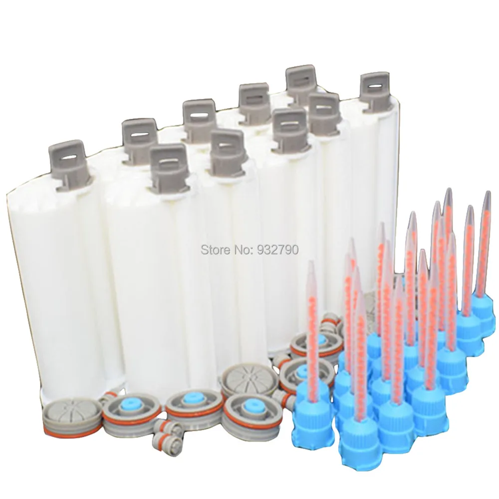 

20pcs 10:1 Static Mixer Tip Nozzle + 10pcs 50ml Polyurethane Epoxy Resin Cartridge AB Glue Acrylic Adhesive Resin Cartridges