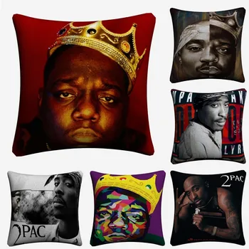 

2pac Biggie Hiphop Music Decorative Pillow Case For Sofa 45x45cm Linen Cushion Cover Home Decor Throw Pillow Covers Almofada