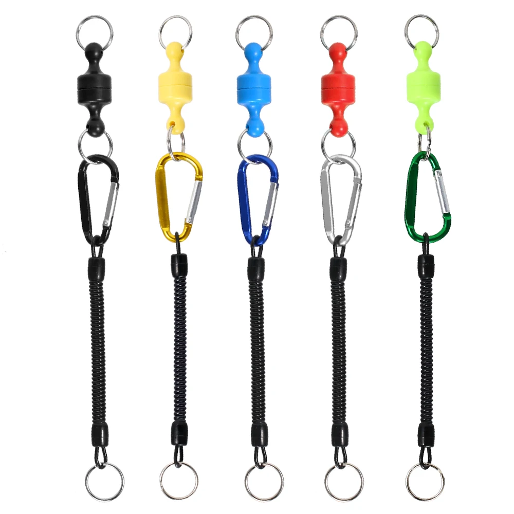 

5 Colors Stainless Steel Magnetic Net Release Clip With String Cord Multifunctional Quick Release Clip Holder Fishing Accessory