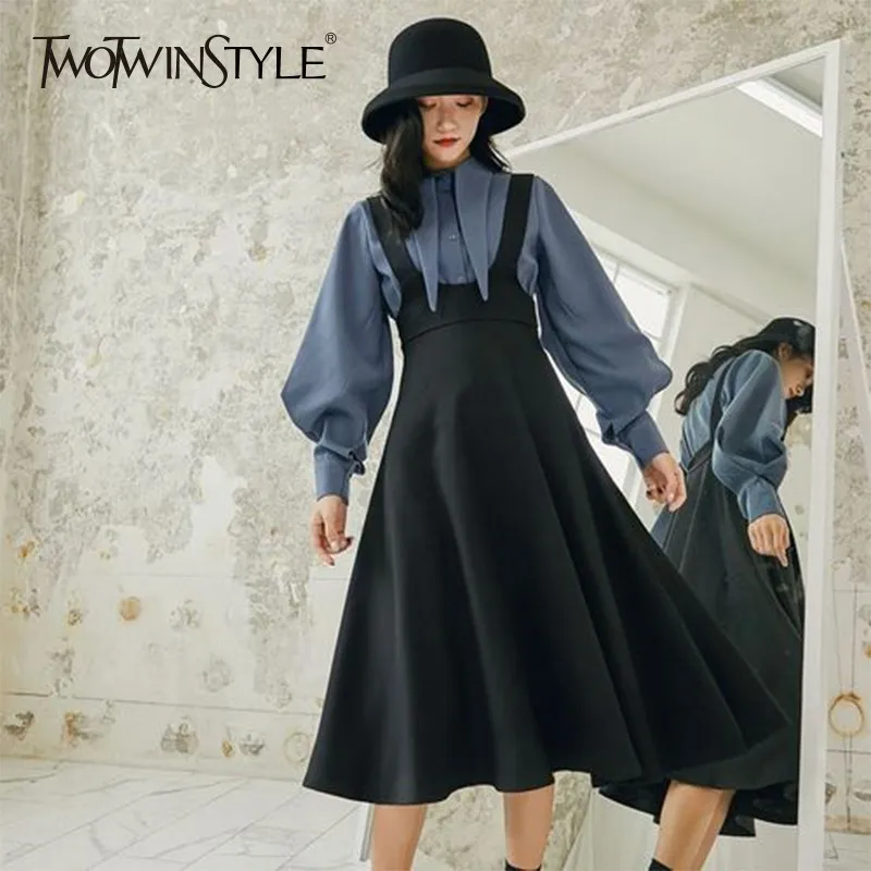 Женский винтажный костюм TWOTWINSTYLE комплект из двух предметов рубашка с длинными