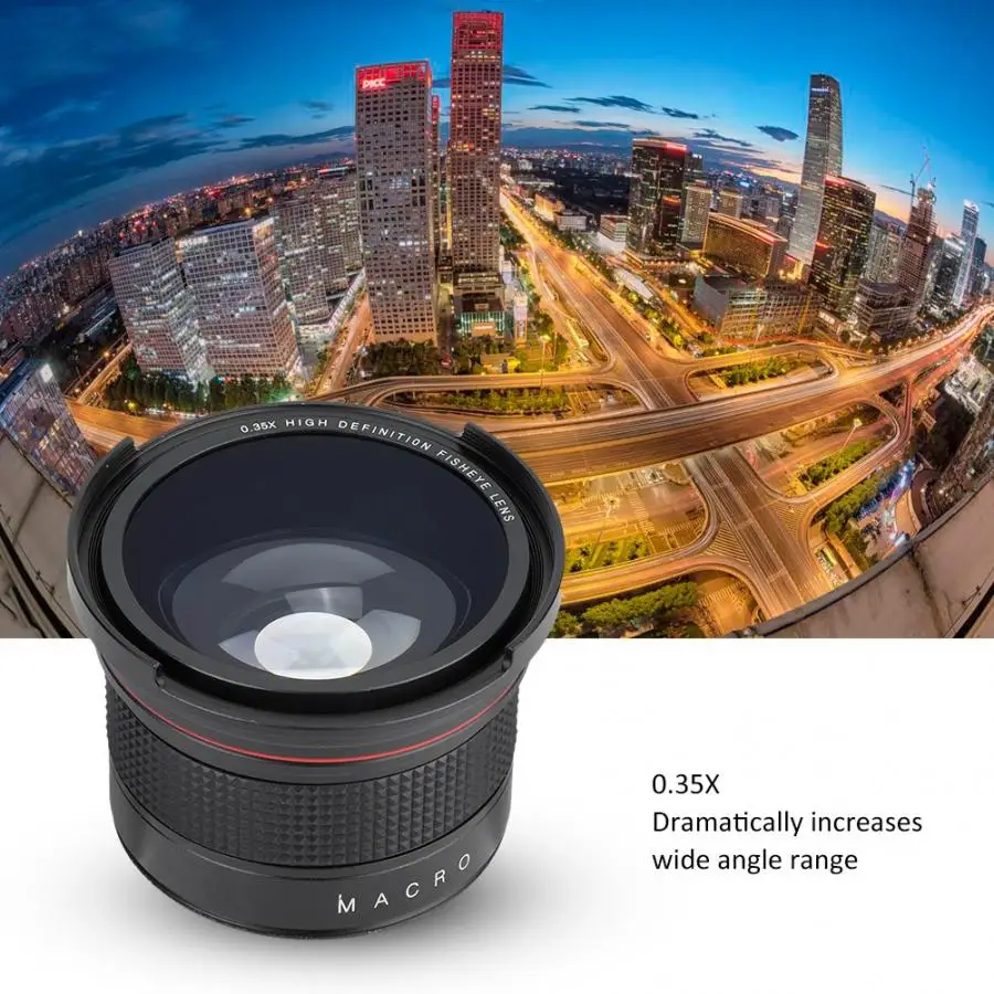 

58MM 0.35X Fisheye Super Wide Angle Lens for SLR DSLR Camera Black