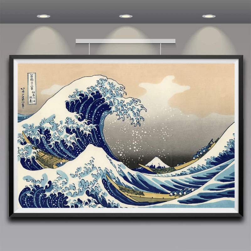 

Artwork Katsushika Hokusai Great Wave Off Kanagawa Views Of Mount Fuji Art Silk Print Poster Home Decoration Large Size