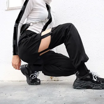 

2019 New Solid Pockets High Waist Harem Pants Women Hollow Out Loose Sweatpants Pants Casual Trousers