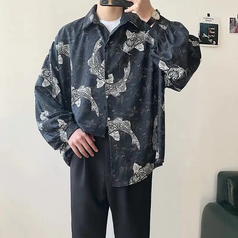 

2019 Summer Men's Fashion Loose Short Sleeves Flower Printing Hawaiian Shirt Black Color High-quality Clothes Shirts Size S-XL