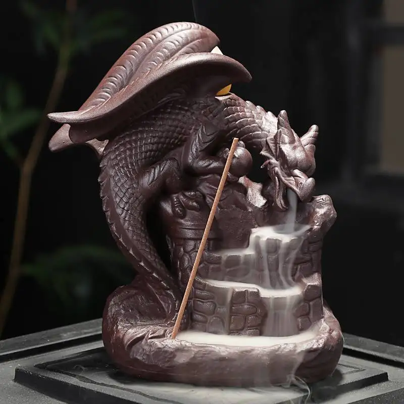 Dragon Incense Holder Burner Ceramic Backflow Incense Burner Censer