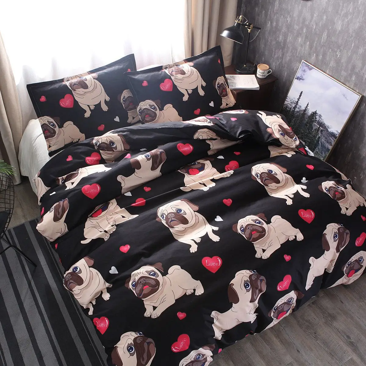 Cartoon Dog Bedding Sets 2/3Pcs/Set Duvet Cover Set Bed Sheet