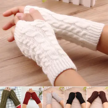 

Fashion Women Winter Wrist Arm Gloves Solid Color Hand Warmer Knitted Long Fingerless Mitten Fashion Winter Spring Girl Gloves
