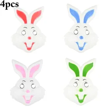 4PCS Children Cartoon Bunny Mask Prom Show Mask Cartoon Rabbit Mask Party Supplies Costume Mask For Easter Color Random