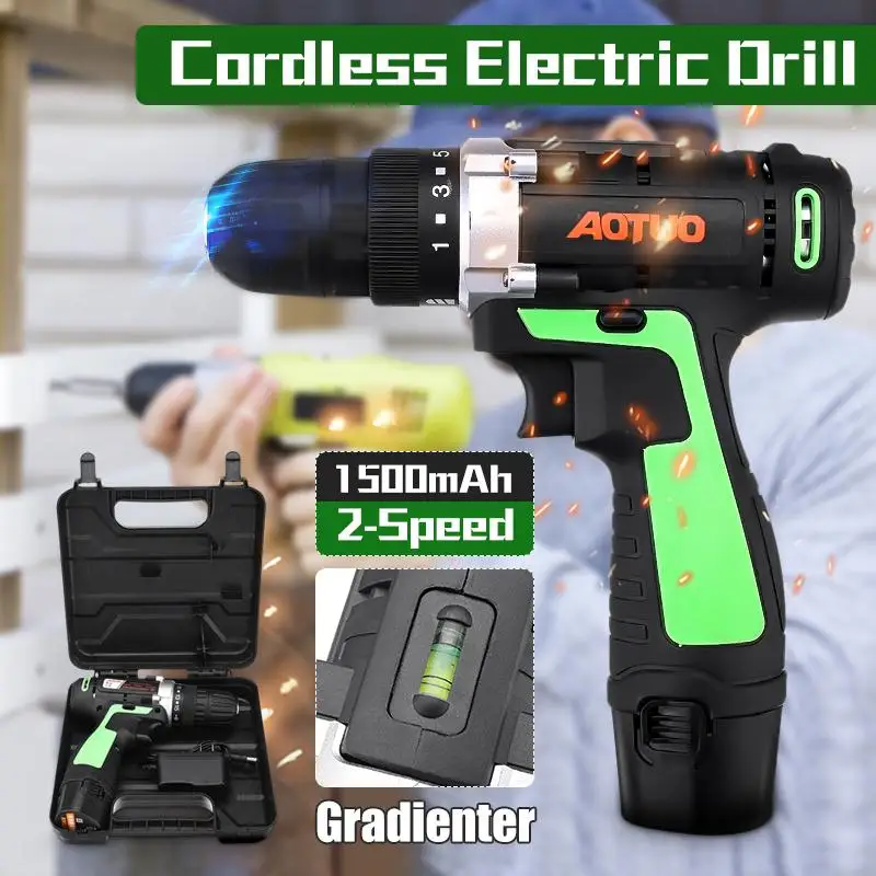

2 Speed Mini Wireless Electric Cordless Hammer Drill 12V Impact Drill Rechargeable Lithium-ion Battery Power Driver Screwdriver