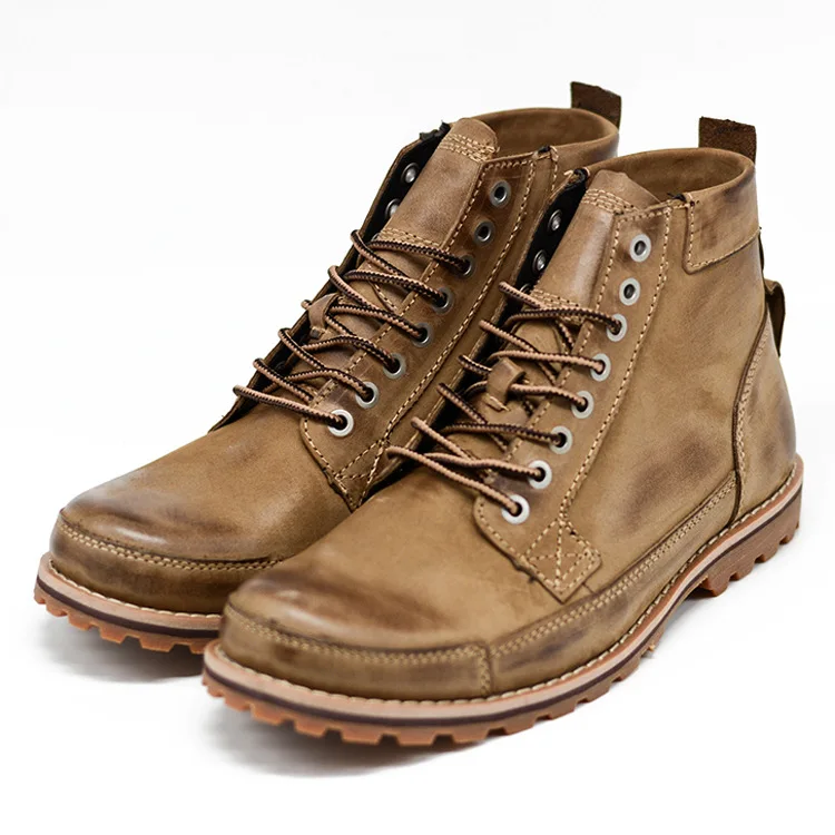 

Fashion Leisure Winter Men Chelsea Boots Ankle Round Toe Lace-Up Vintage Motorcycle Boots Solid Casual British Style Shoes