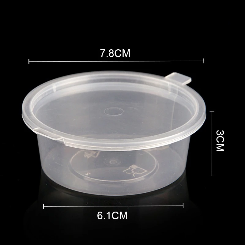 

50/100Pcs Set Clear Plastic Disposable Container Sauce Cups For Food Containers Storage Hermetic Pots With Lids