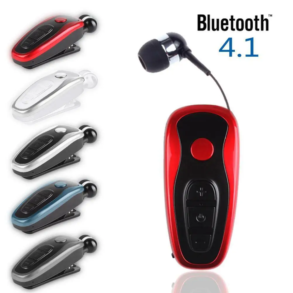 

Q7 Wireless Bluetooth 4.1 Business Wear Clip Earphone with Mic Retractable Wire Headset Vibrating Alert Wear Clip Earphone Fine