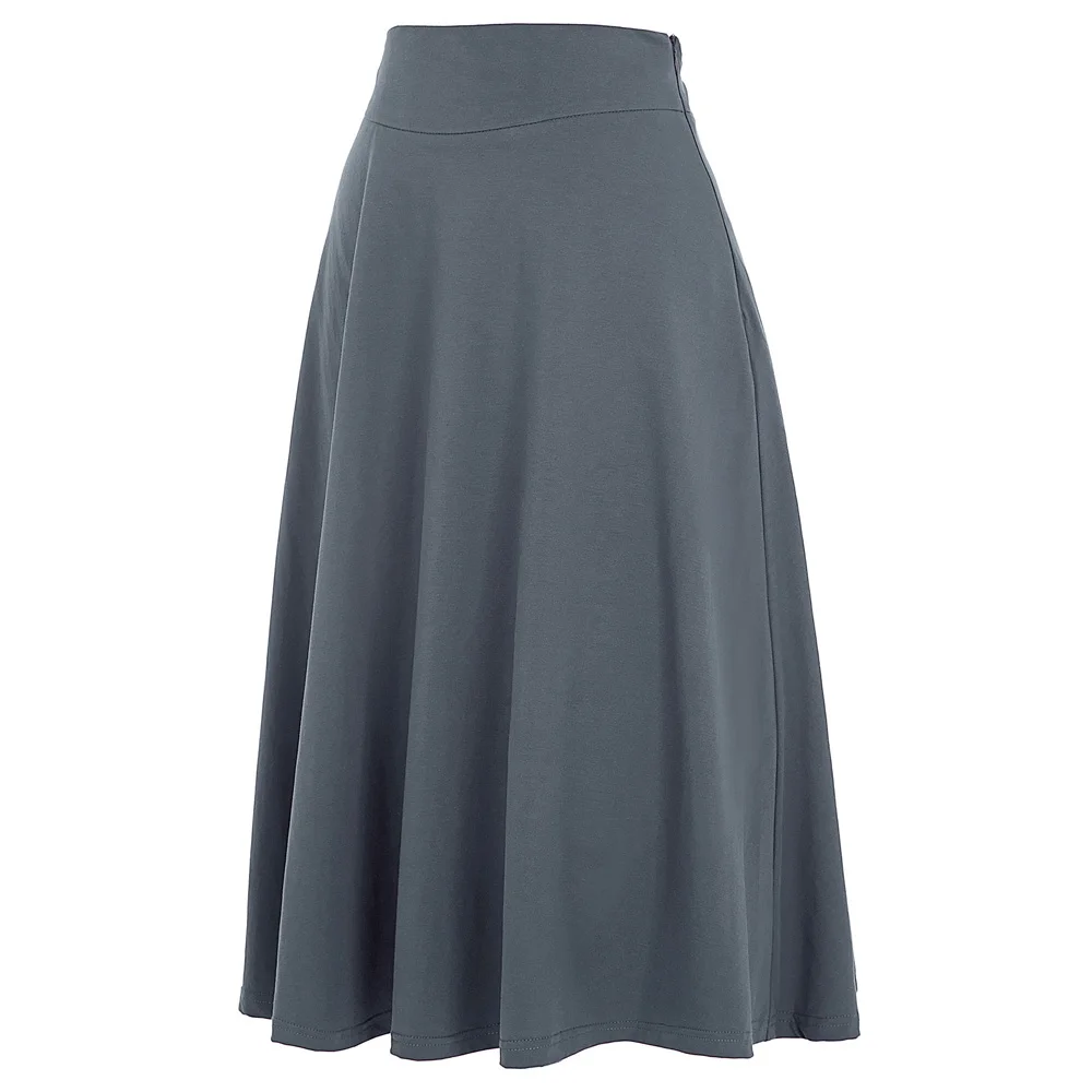 

Women Ladies High Stretchy Cotton Modal High Waist A-line Flared Skirt ~