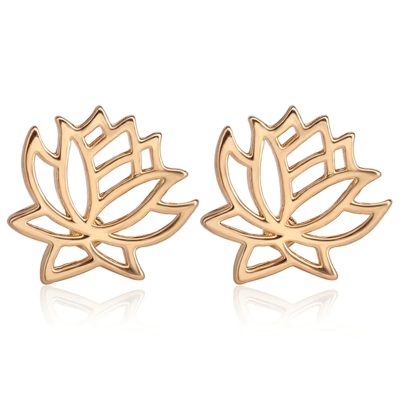 

Vintage Retro Hollow Lotus Earrings For Women Alloy Stud Earrings Pendientes Bohemian Brincos Jewelry Gift