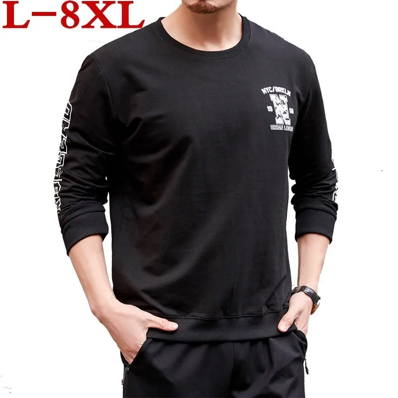 

2019 New 8xl 7xl 6xl Men's Long Sleeve T-shirts Spring Autumn Casual O Neck T Shirt 2018 New Fashion Fitness Tops&tees Homme