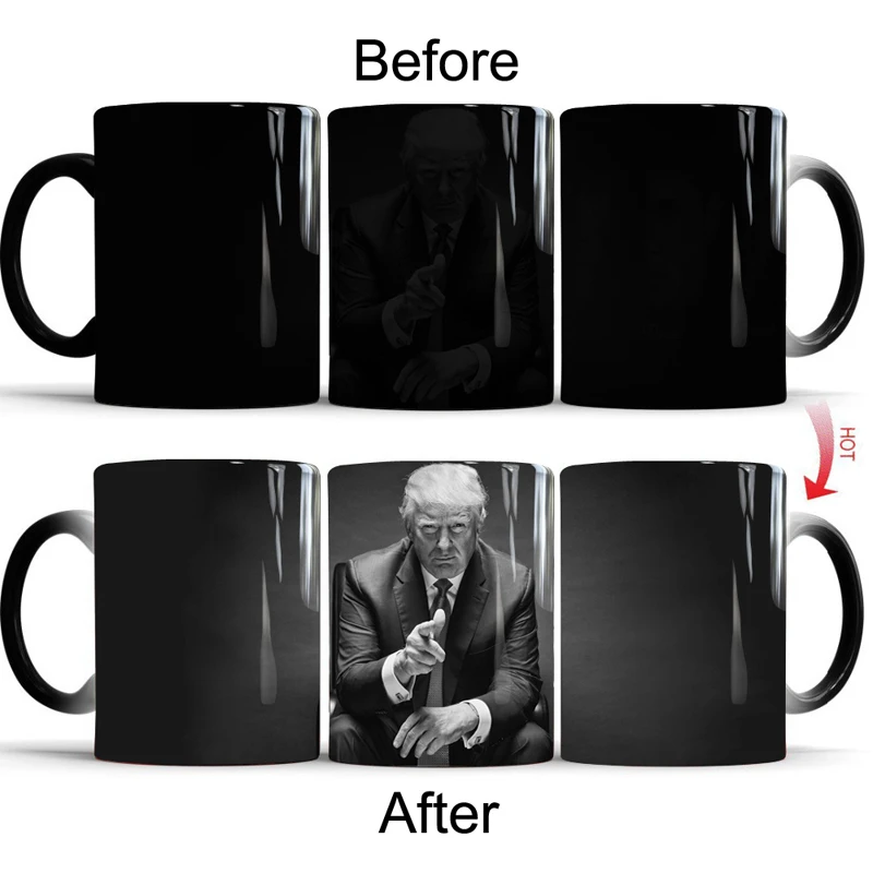 

Donald Trump Color Change Cup Mug Creative Ceramic Tea Coffee Milk Mugs Heat Sensitive Cup Novelty Gift