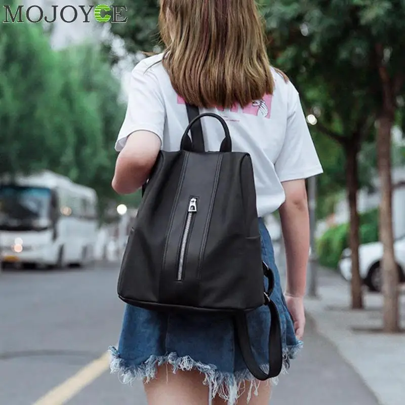 

Fashion Women Backpack Leather Nylon School Bags New Simple Travel Casual Pure Color Generous Teenagers Girls Shoulder Back Bag