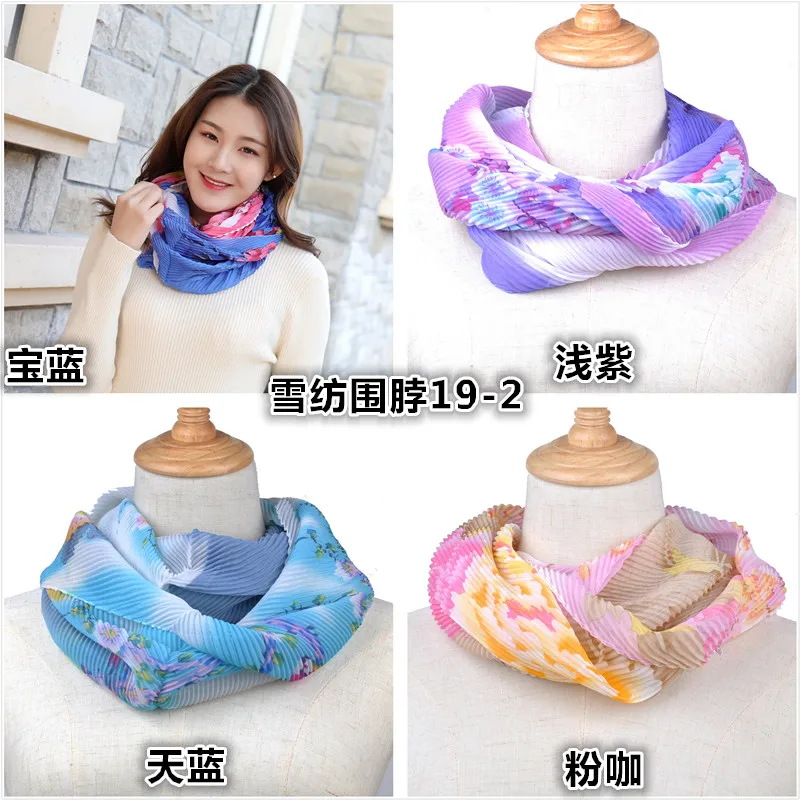 New Spring Summer Korean Version of The Wild Anti-mite Chiffon Folds Wrinkle Autumn and Winter Warm Scarf | Аксессуары для одежды