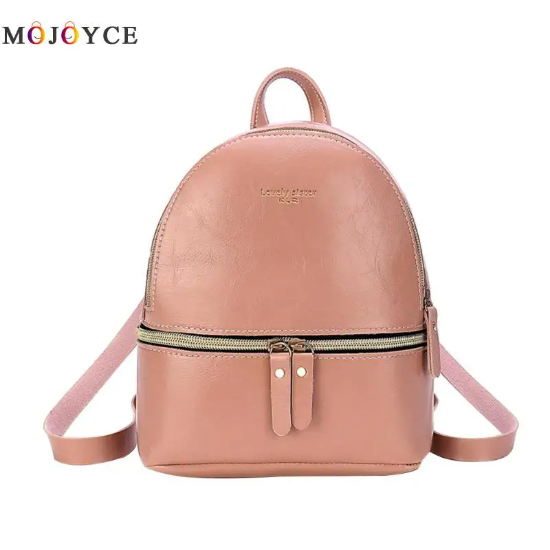 

Fashion Solid Color Women Backpack Oil Wax Leather Small Travel Mini Backpack mochila feminina