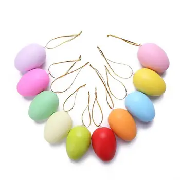 

20pcs Solid Color Easter Hand Painted Eggs Easter Decorative Toys Children Kids Pendants Ornaments Home Decoration Colorful Eggs