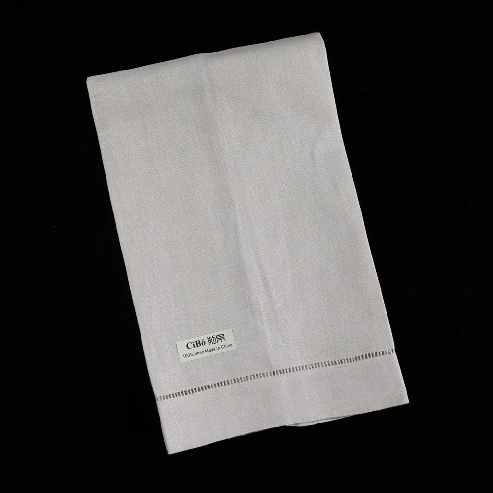 TL005 12 pieces linen guest towels Hand towels with hemstitched