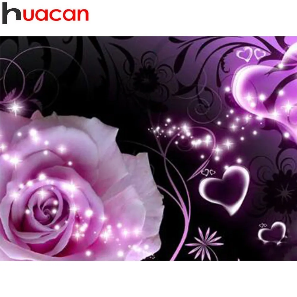 

HUACAN 5D DIY Full Square Diamond Painting Love And Flower Rhinestone Diamond Embroidery Cross Stitch Mosaic Home Decor Gift