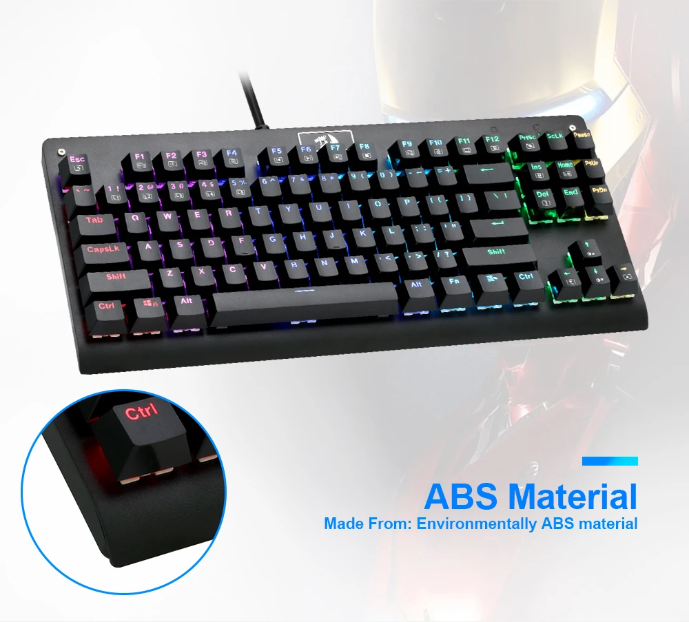 REDRAGON K568RGB игровая клавиатура, USB Проводная Механическая клавиатура, 87 клавиш, 8 режимов подсветки с брелоком, съемник для ПК, компьютера, геймера