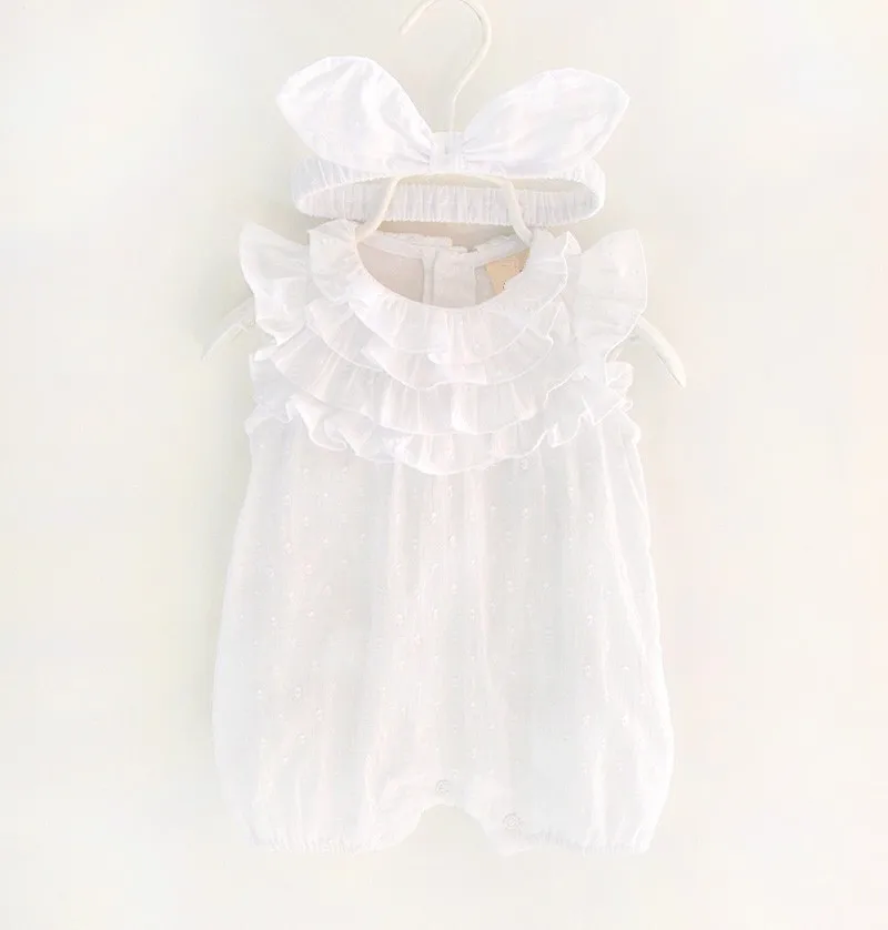 

Ruffle Sleeve Baby costume Girl Rompers Newborn Short Summer Lace Jumpsuit Body Suit Girls Clothes with Rabbits Ears Headband