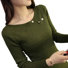 Sueter Mujeres 2018 Fashion O Neck Ribbed Knit Sweater Soft Stretch Women Pullover Slim Tight Short Sweaters Winter Pull femme Sueter Mujeres 2018 Fashion O Neck Ribbed Knit Sweater Soft Stretch Women Pullover Slim Tight Short Sweaters Winter Pull femme