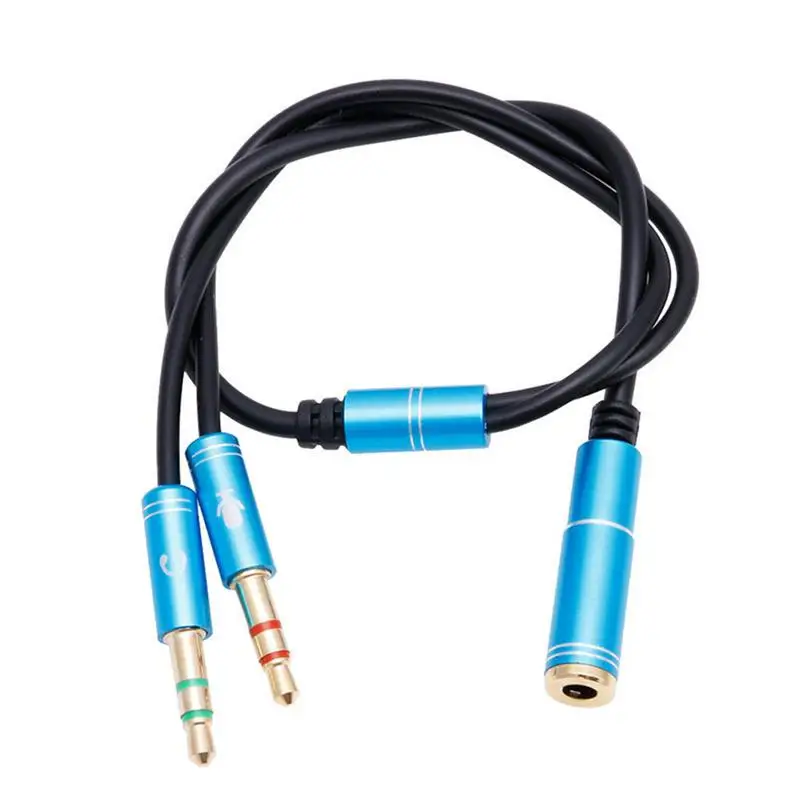 

3.5 mm Cable Converter Phone Earphone Converting Computer Mic Hub 1-for-2 Audio Line with Mic