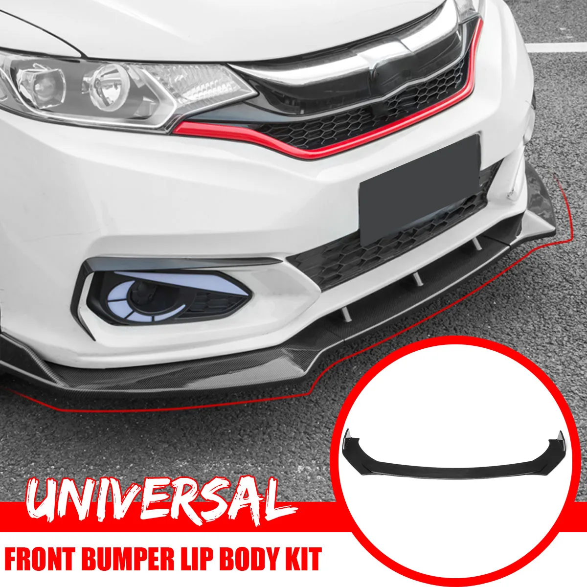 

Mofaner Auto Car Universal Carbon Fiber Front Bumper Lip Body Kit Spoiler Wing Guard Protector for Benz for Peugeot