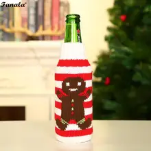 Милый принт бутылки вина КРЫШКА ДЛЯ лося, снежинка, дерево, пряник человек Рождество многоцветная отделка