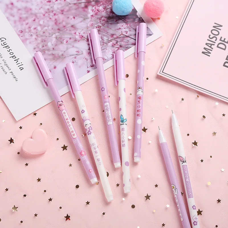 

Romantic Violet Cherry Blossoms Gel Pen Black 0.5mm For Writing Student Office School Supplies Stationery