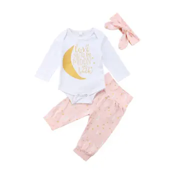 

2019 Infant Newborn Baby Boys Girls Clothes Suit Tops Long Sleeve Bodysuit Pants Cotton Costume Autumn 3PCS Outfits Set 0-24M