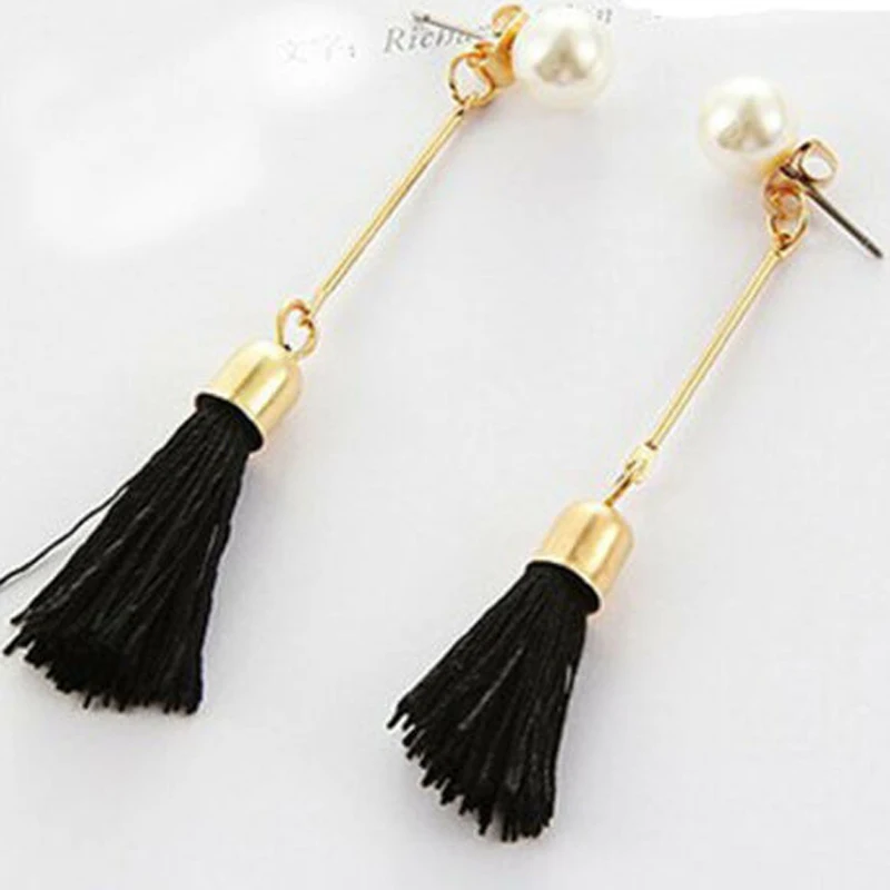 

Women Earring Long Thread Tassel Fringe Drop Dangle Earrings Imitation Pearl Earrings Trendy Wild