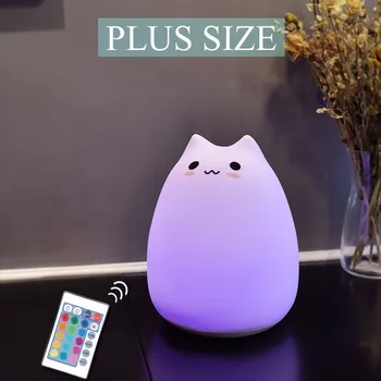 

Cute Cartoon Cat Led Night Light Plus Size 3D Animal Luminaire Nightlight For Children Beside Lamp 7 Color Changed Night Lights