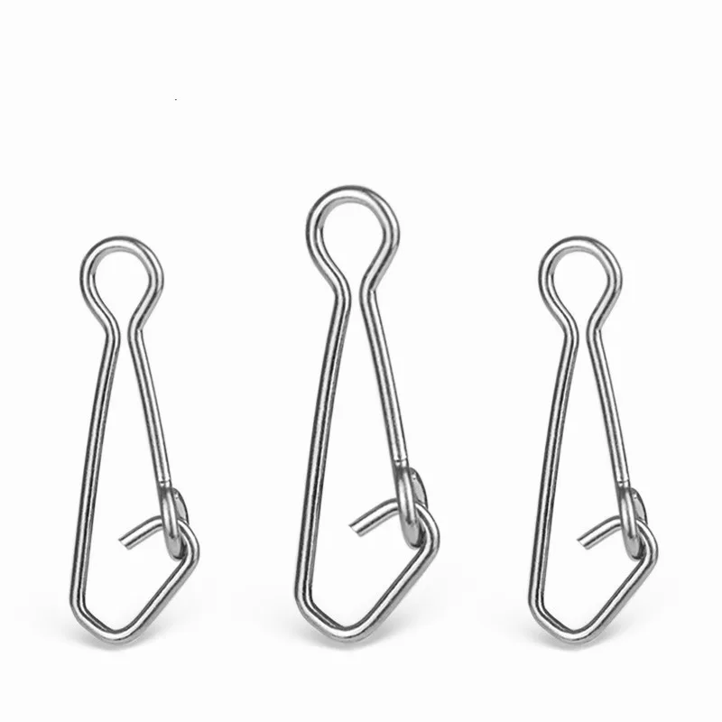 

50pcs/bag Hooked Snap Pin Stainless Steel Hook Fast Clip Lock Fishing Barrel Swivel Safety Snaps Hook Connector Pesca