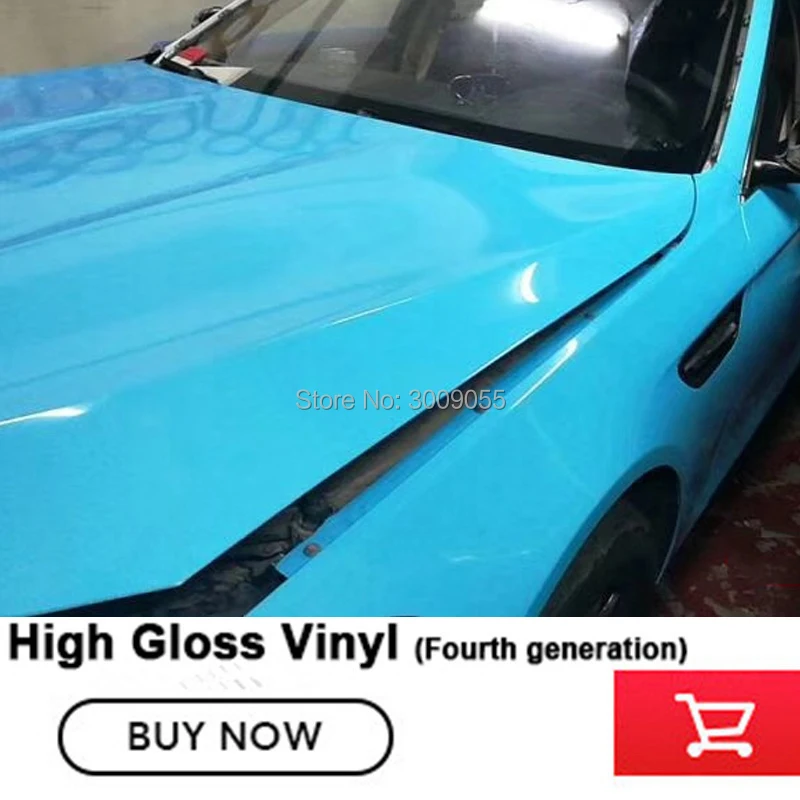

High glossy Vinyl wrapping film low initial tack adhesive sky Blue Fourth generation gloss vinyl wraps