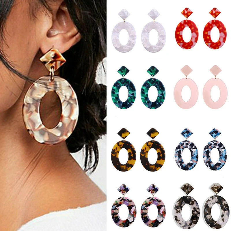 

Earrings Pendant Resin Oval New Acrylic 2019 Geometric Round Tortoise Earrings