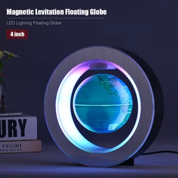 

4 Inch Magnetic Levitation Floating Globe Lighting Blue Earth Globe with LED Color Light Circular Base for Kids Educational Gift