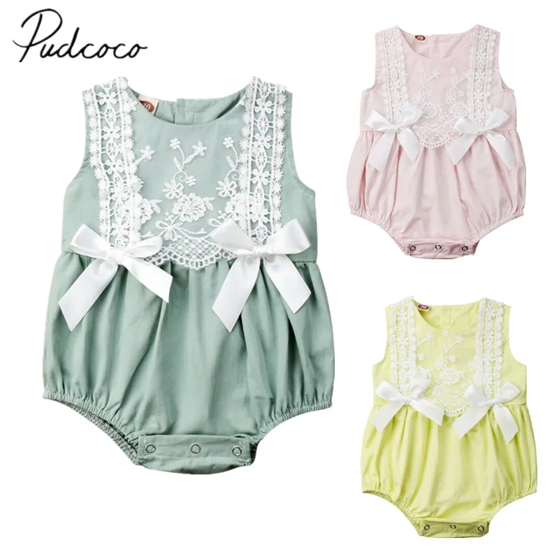 

2019 Baby Summer Clothing Cute Toddler Baby Girl Lace Bodysuit Jumpsuit Sleeveless Sunsuit Clothes Casual Playsuit Outfits 0-24M