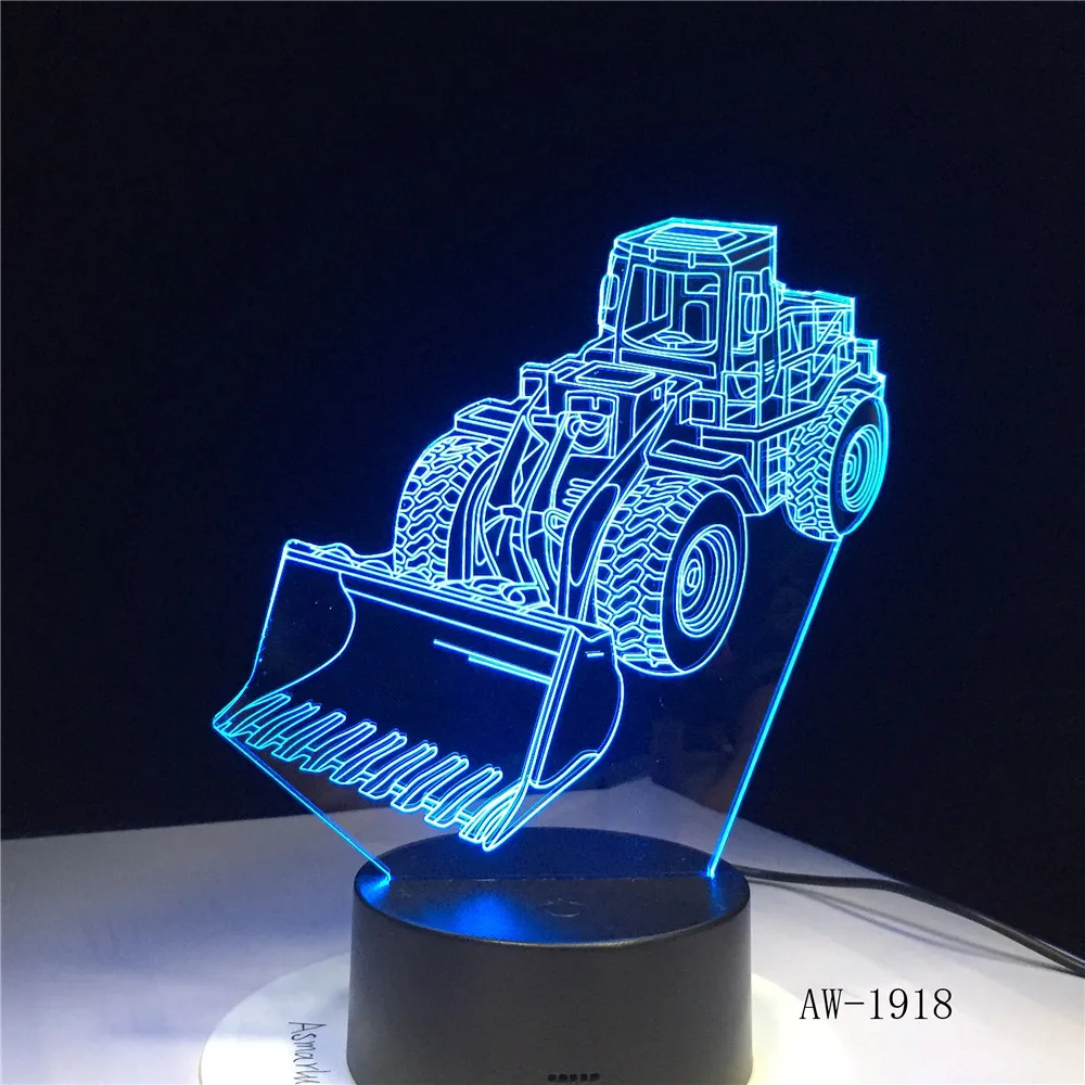 Бульдозер трактор грузовик автомобиль 3D ночник 7 цветов Изменение LED Настольная
