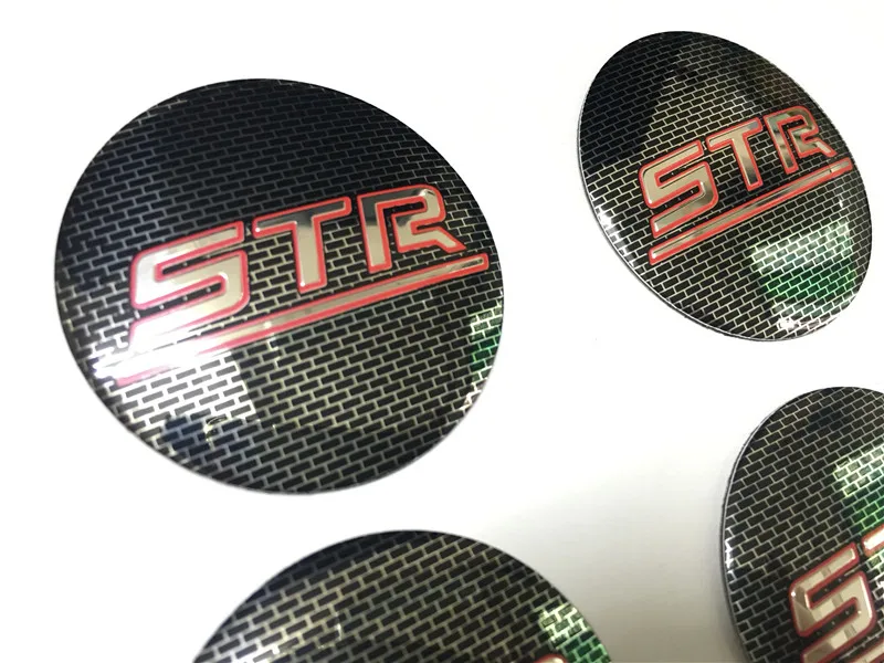 4Pcs Car Black Grid STR Aluminum Car Wheel Center Caps Sticker Emblem Decoration