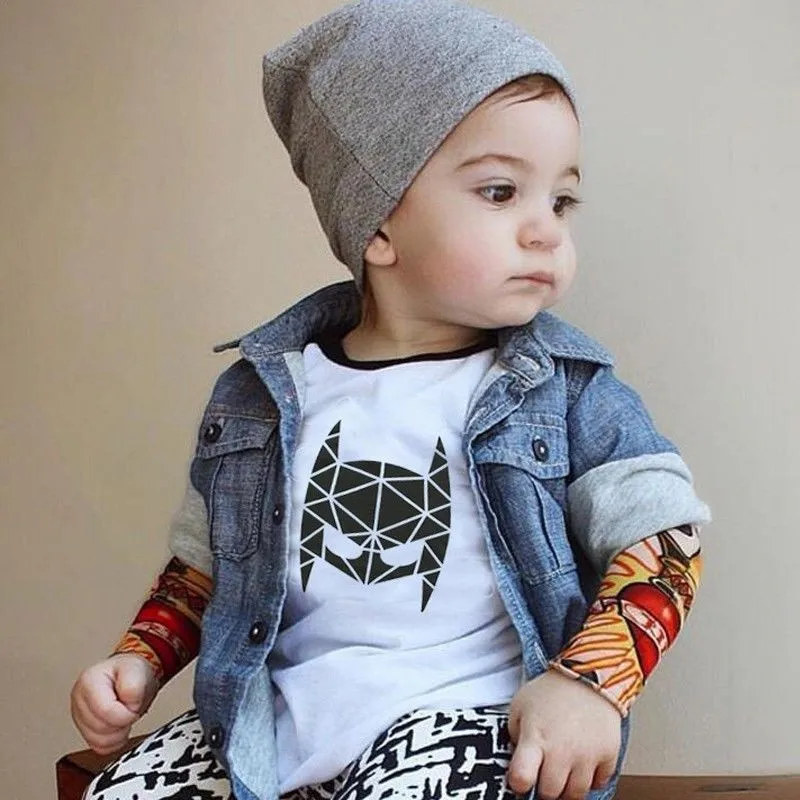 

2019 Fashion Summer Baby Clothes T-shirt Novelty Tattoo Unisex Kids Clothing Infant Outfits Cotton Letter Printed Boys Tshirts