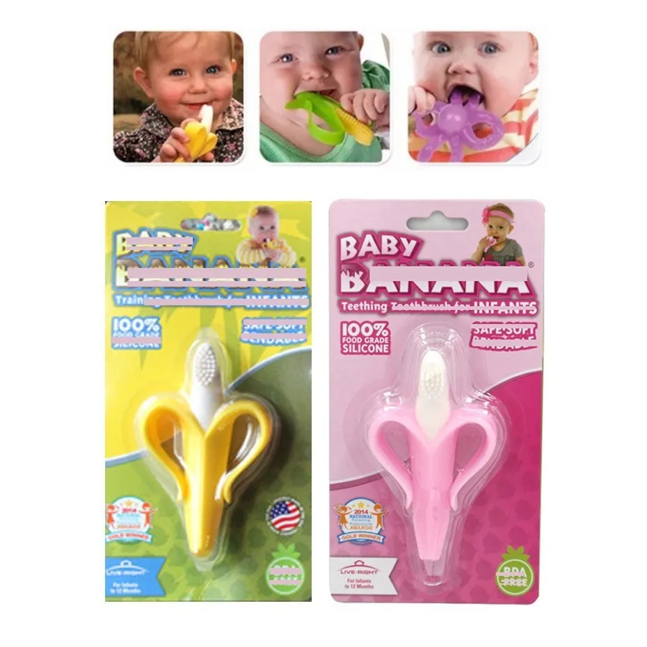 Детские Силиконовые Прорезыватели, игрушки, розовый банан, силикон, 0-12 месяцев, для новорожденных, прорезыватели для зубов, Детские Прорезыватели, жевательные игрушки
